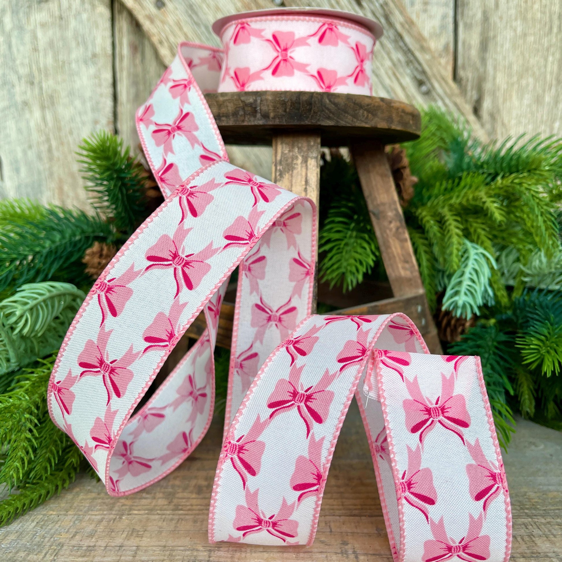 1.5" Coquette Pink Bow Ribbon, Pink Bow Ribbon, Pink Christmas Ribbon, Christmas Gift Wrap Ribbon, Ribbon for Tree, Ribbon for Bows