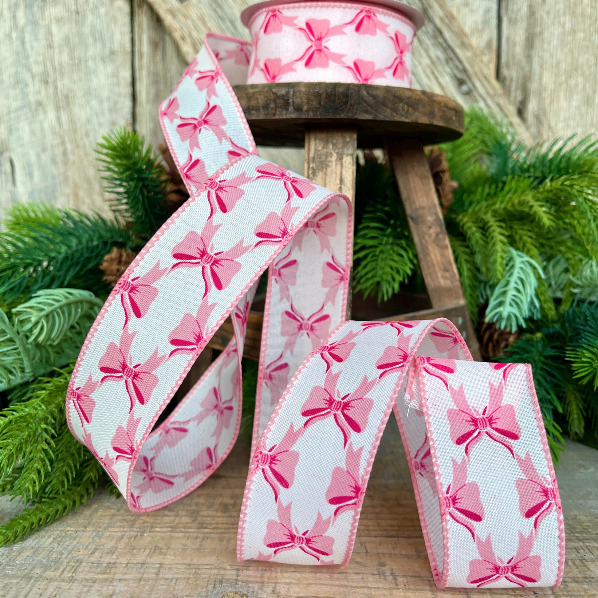 1.5" Coquette Pink Bow Ribbon, Pink Bow Ribbon, Pink Christmas Ribbon, Christmas Gift Wrap Ribbon, Ribbon for Tree, Ribbon for Bows