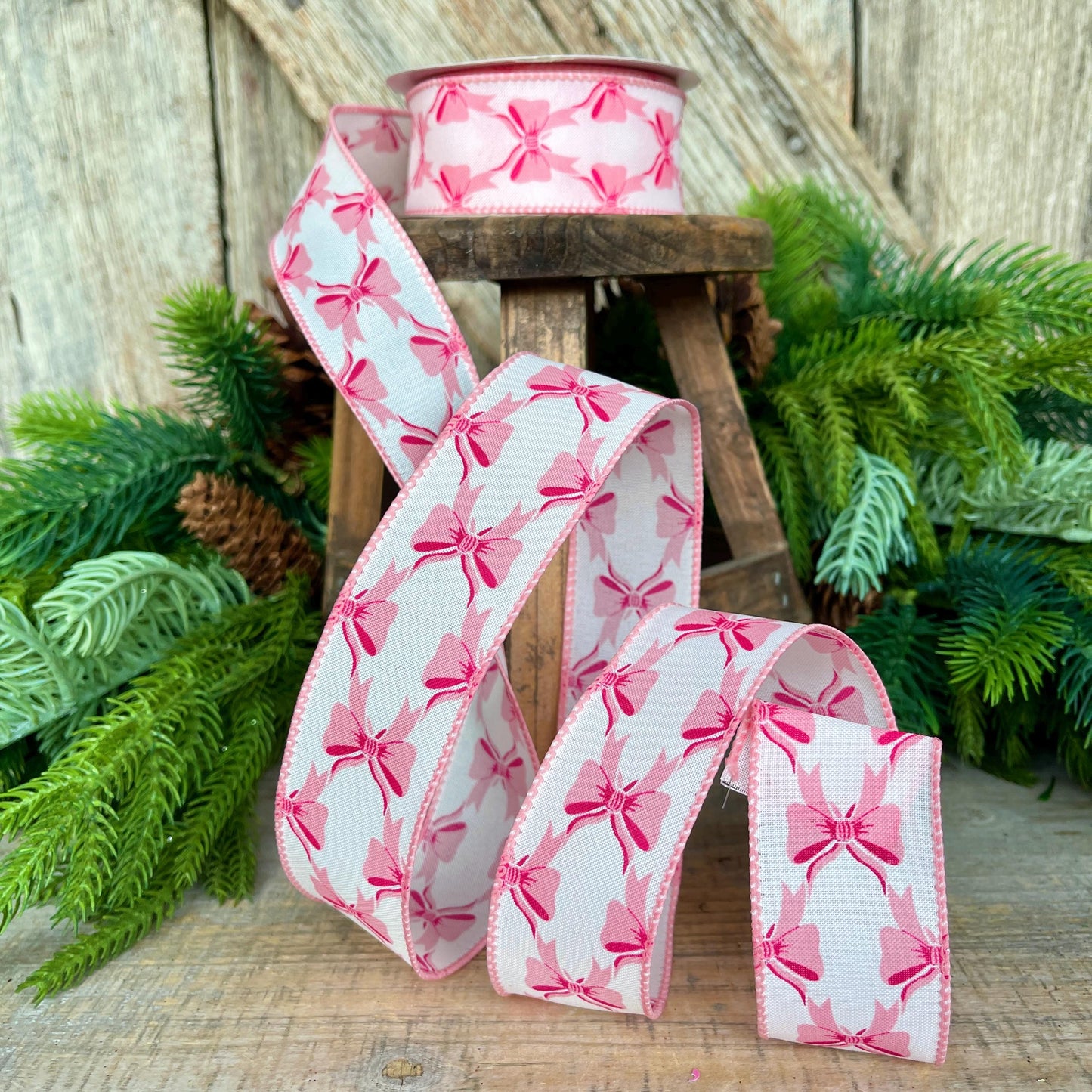 1.5" Coquette Pink Bow Ribbon, Pink Bow Ribbon, Pink Christmas Ribbon, Christmas Gift Wrap Ribbon, Ribbon for Tree, Ribbon for Bows