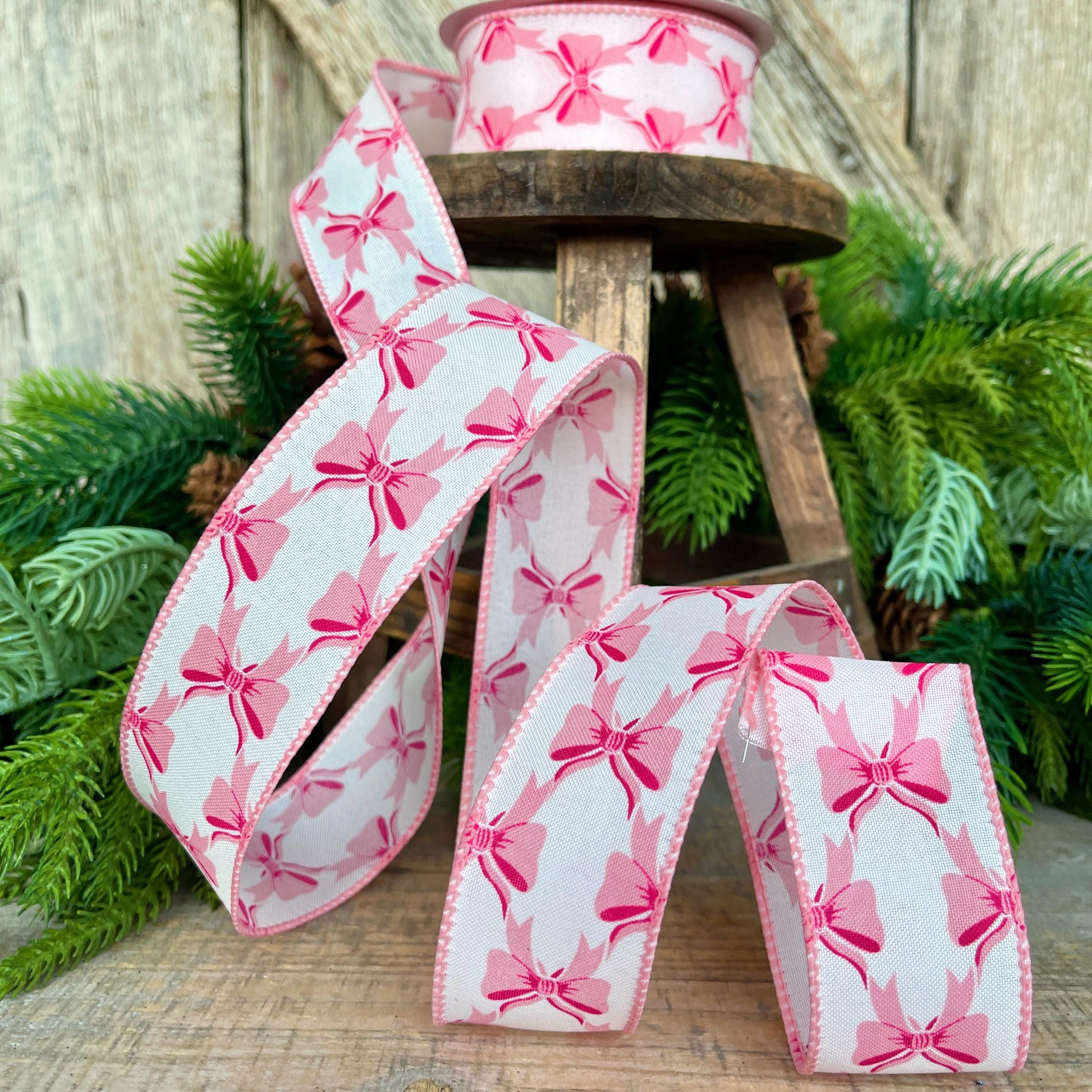 1.5" Coquette Pink Bow Ribbon, Pink Bow Ribbon, Pink Christmas Ribbon, Christmas Gift Wrap Ribbon, Ribbon for Tree, Ribbon for Bows
