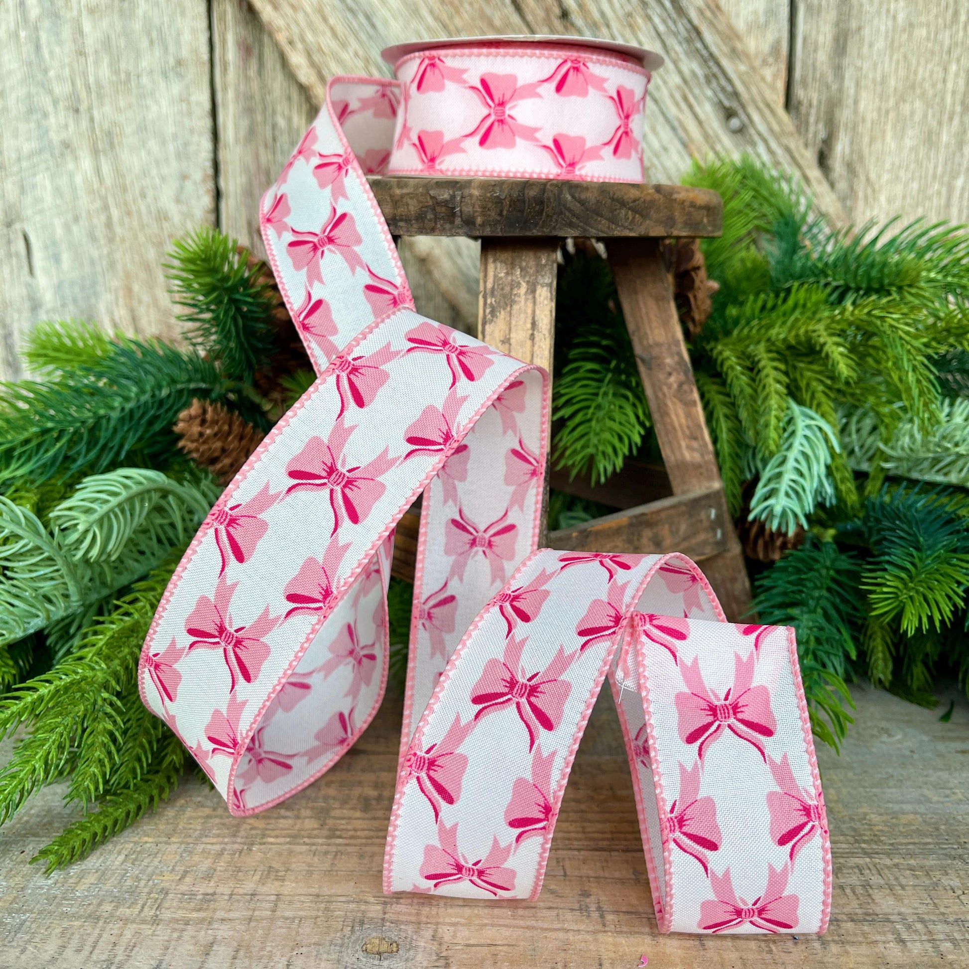 1.5" Coquette Pink Bow Ribbon, Pink Bow Ribbon, Pink Christmas Ribbon, Christmas Gift Wrap Ribbon, Ribbon for Tree, Ribbon for Bows