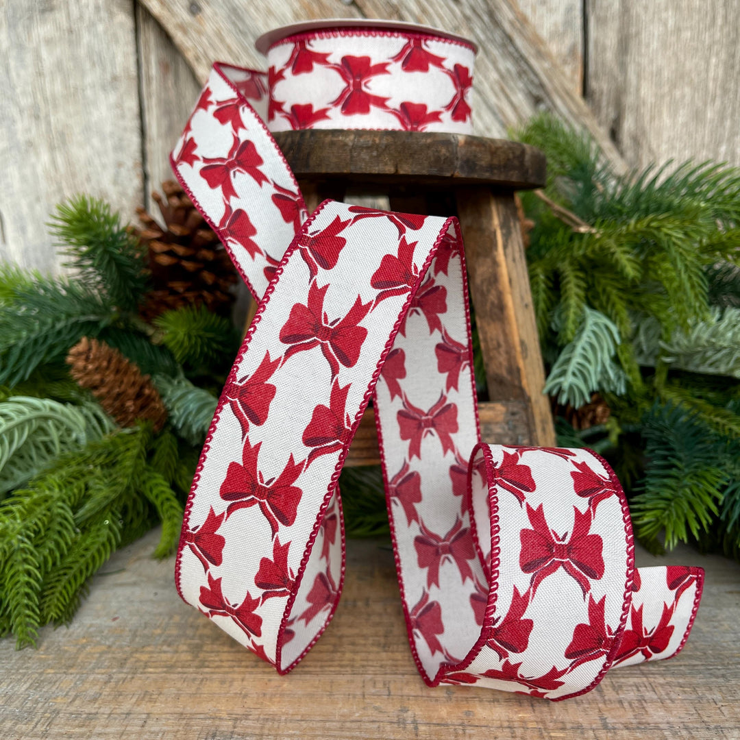 1.5" Coquette Red Bow Ribbon, Red Bow Ribbon, Red Christmas Ribbon