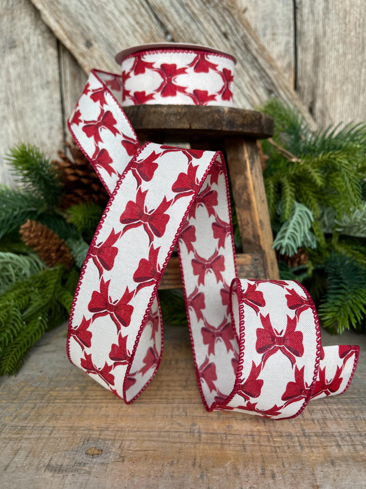 1.5" Coquette Red Bow Ribbon, Red Bow Ribbon, Red Christmas Ribbon