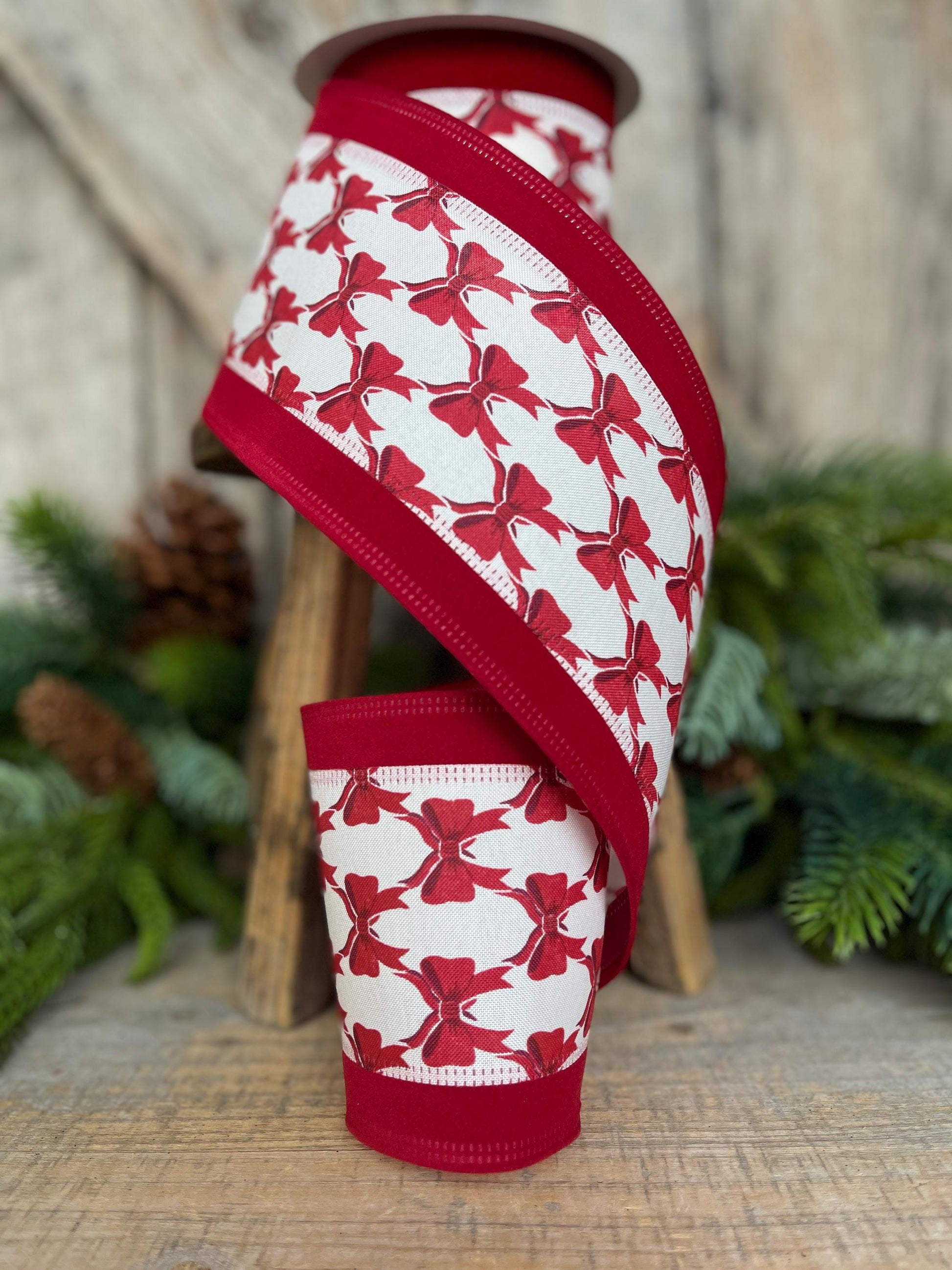 4" Coquette Red Bow Ribbon, Red Bow Ribbon, Red Christmas Ribbon, Christmas Gift Wrap Ribbon, Ribbon for Tree, Ribbon for Bows