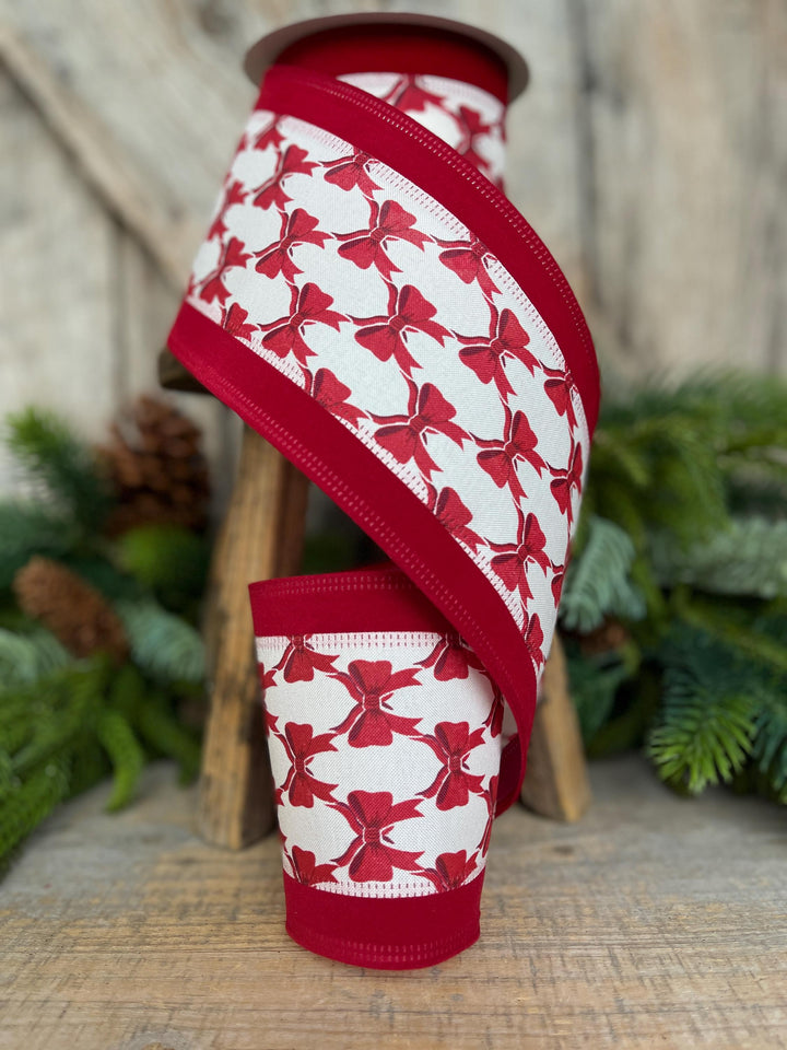 4" Coquette Red Bow Ribbon, Red Bow Ribbon, Red Christmas Ribbon