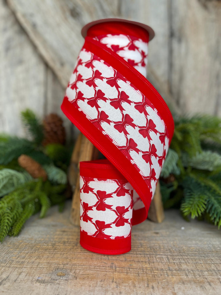 4" Coquette Bright Red Bow Ribbon, Red Bow Ribbon, Red Christmas Ribbon