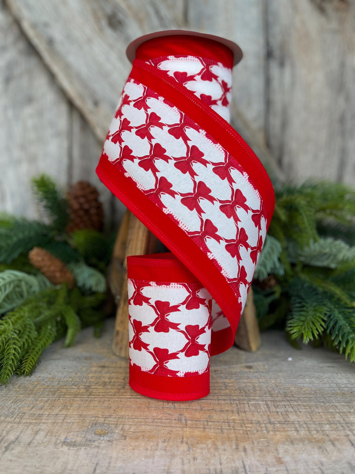 4" Coquette Bright Red Bow Ribbon, Red Bow Ribbon, Red Christmas Ribbon