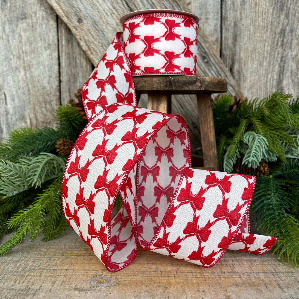 2.5" Coquette Bright Red Bow Ribbon, Red Bow Ribbon, Red Christmas Ribbon