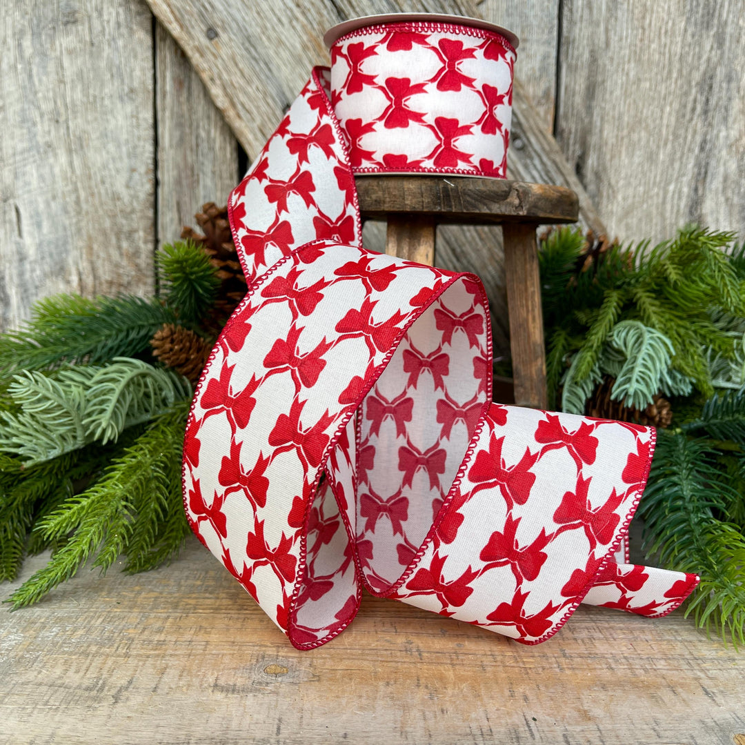 2.5" Coquette Bright Red Bow Ribbon, Red Bow Ribbon, Red Christmas Ribbon