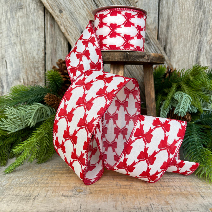 2.5" Coquette Bright Red Bow Ribbon, Red Bow Ribbon