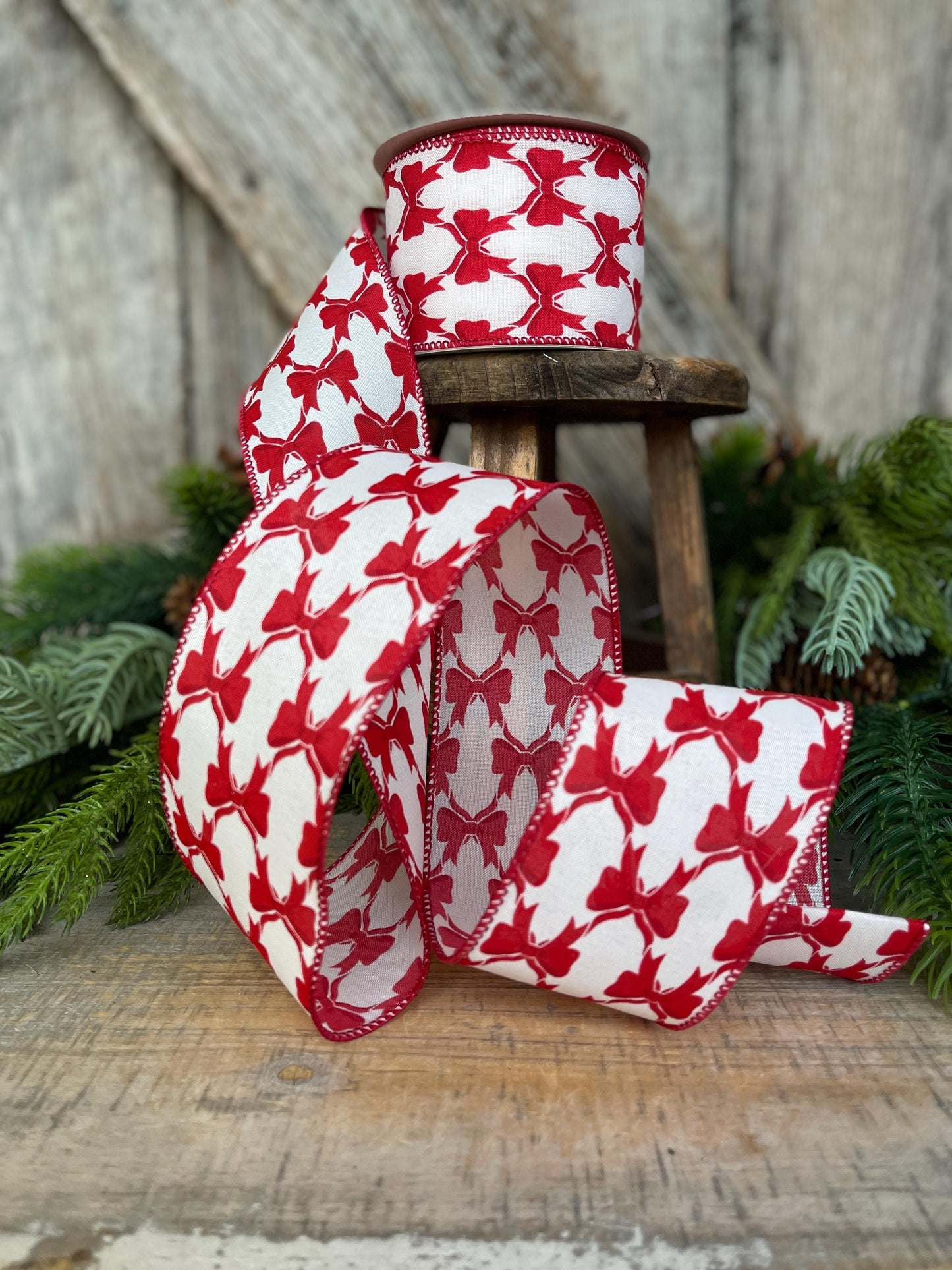 2.5" Coquette Bright Red Bow Ribbon, Red Bow Ribbon, Red Christmas Ribbon