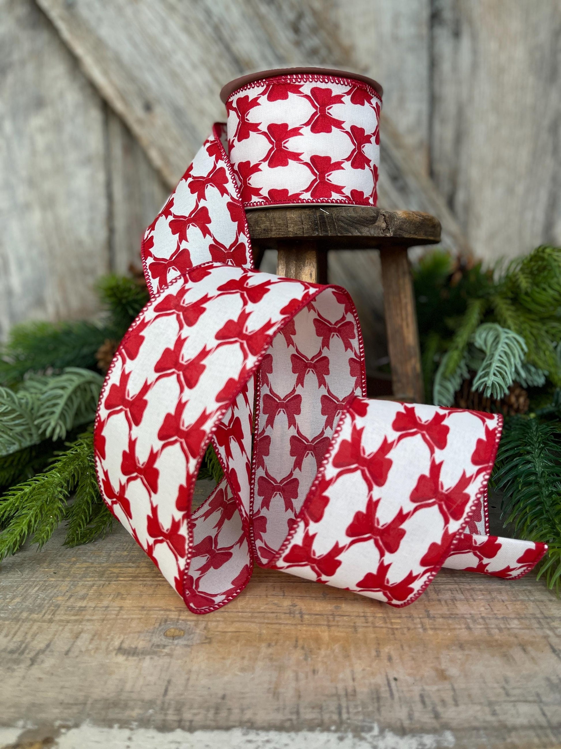 2.5" Coquette Bright Red Bow Ribbon, Red Bow Ribbon, Red Christmas Ribbon