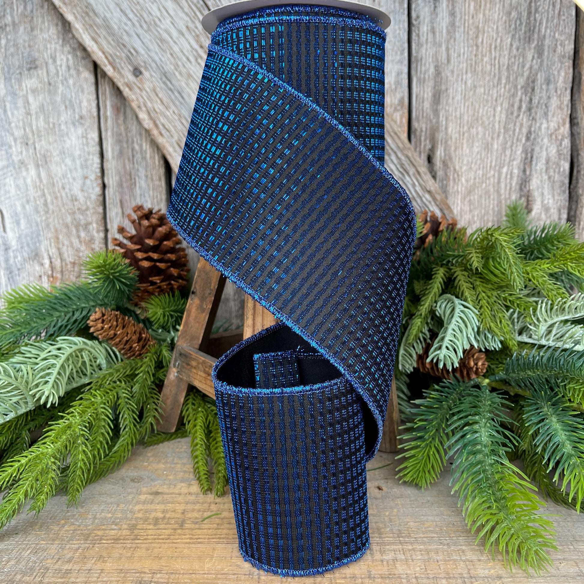4" Midnight Blue RIbbon, Blue Ribbon, Wired Ribbon