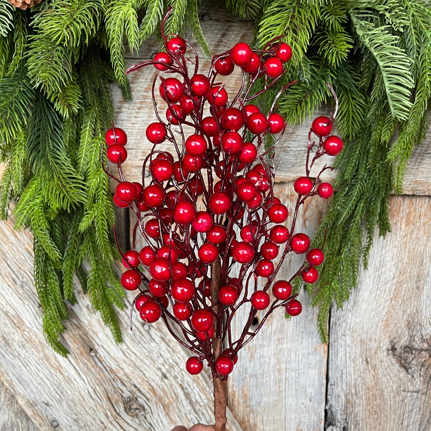 20" Red Berry Bush, Christmas Berries Stem, Christmas Tree Berries