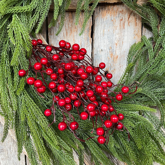 20" Red Berry Bush, Christmas Berries Stem, Christmas Tree Berries