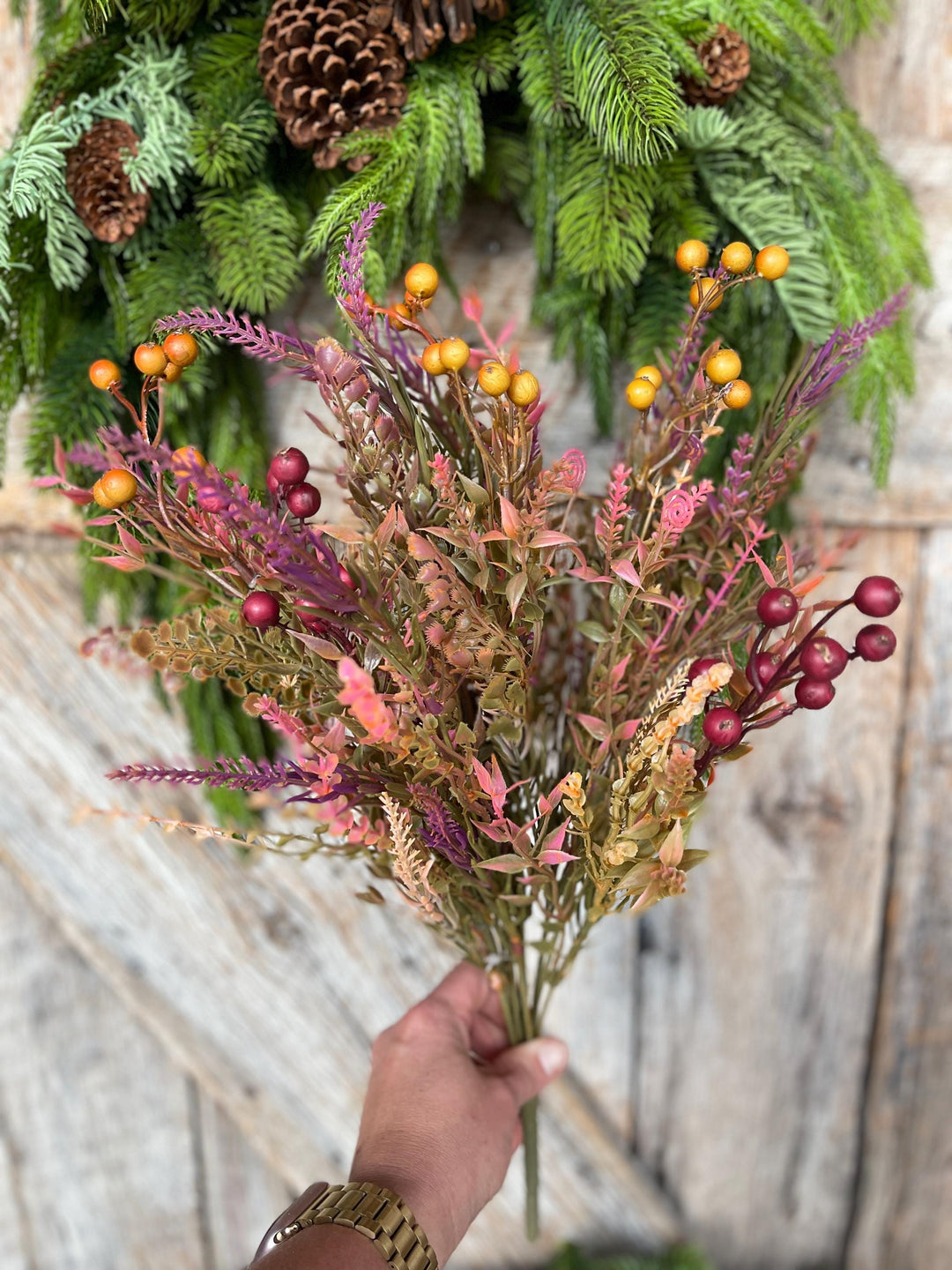 20" Fall Greenery Bush, Autum Plastic Greenery Bush