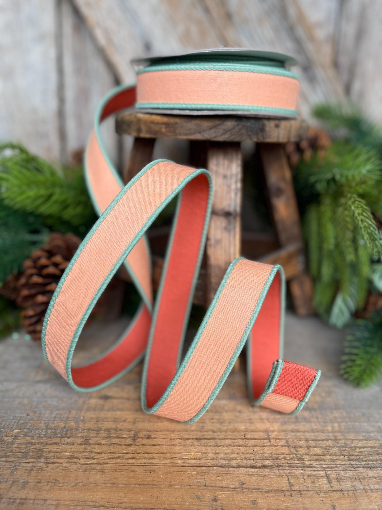 1" Coral Pastel Ribbon, Farrisilk Ribbon, Peach Pretty Pastel Ribbon
