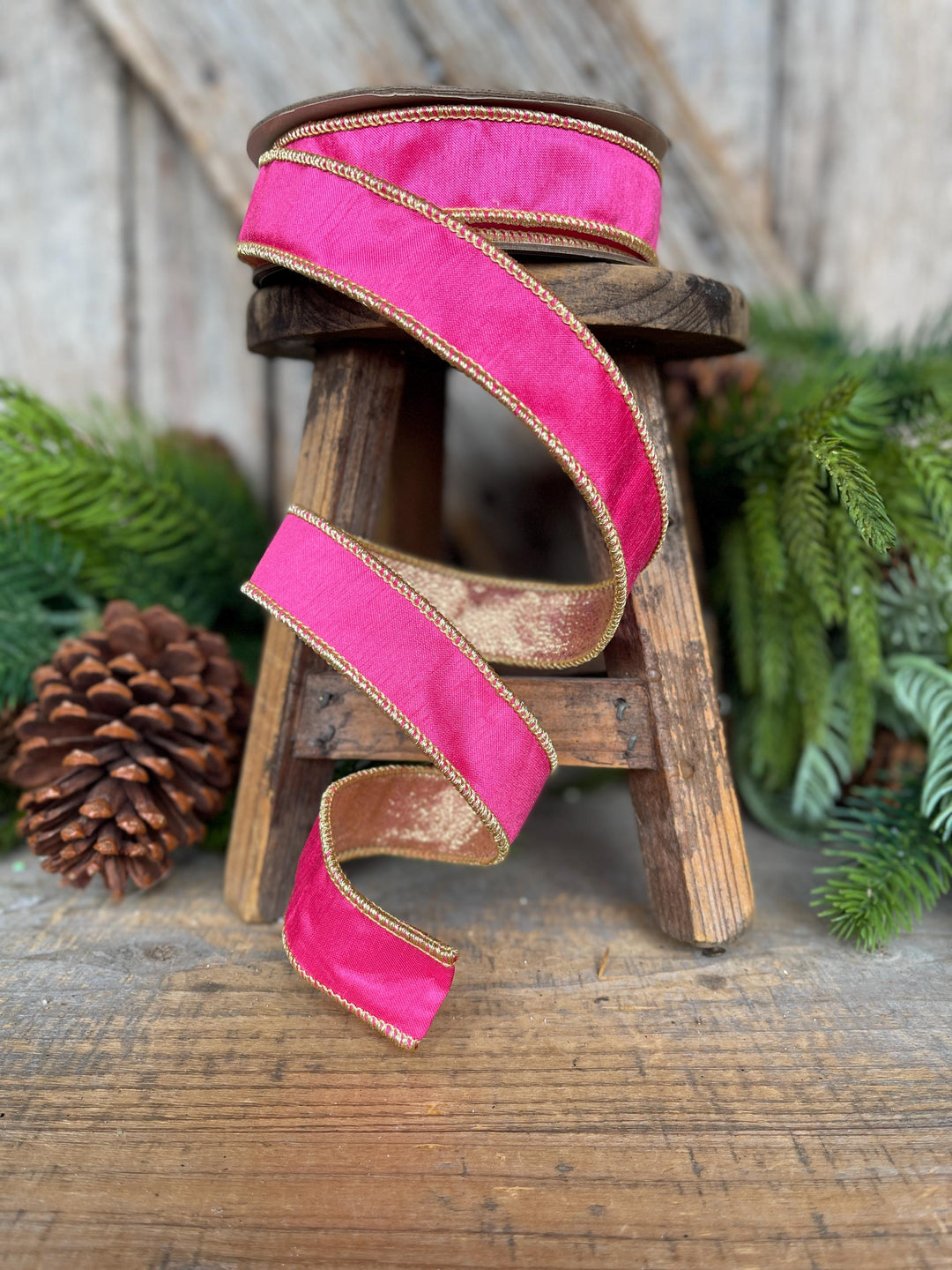 1" Hot Pink &amp; Gold Ribbon
