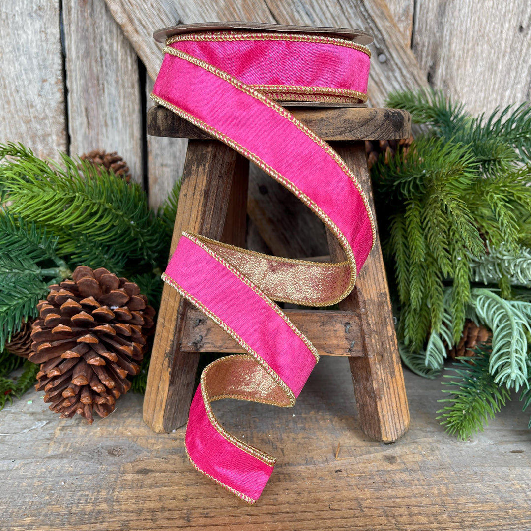 1" Hot Pink &amp; Gold Ribbon