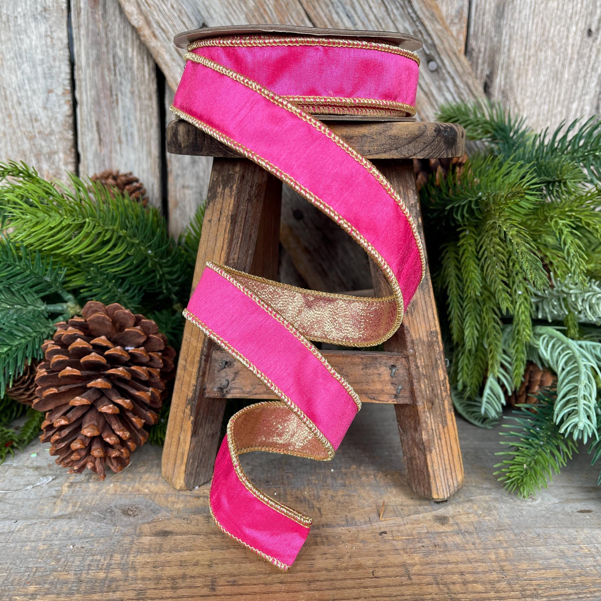 1" Hot Pink & Gold Ribbon