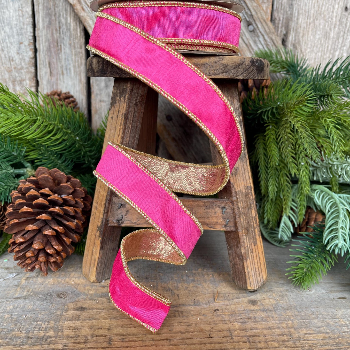 1" Hot Pink & Gold Ribbon