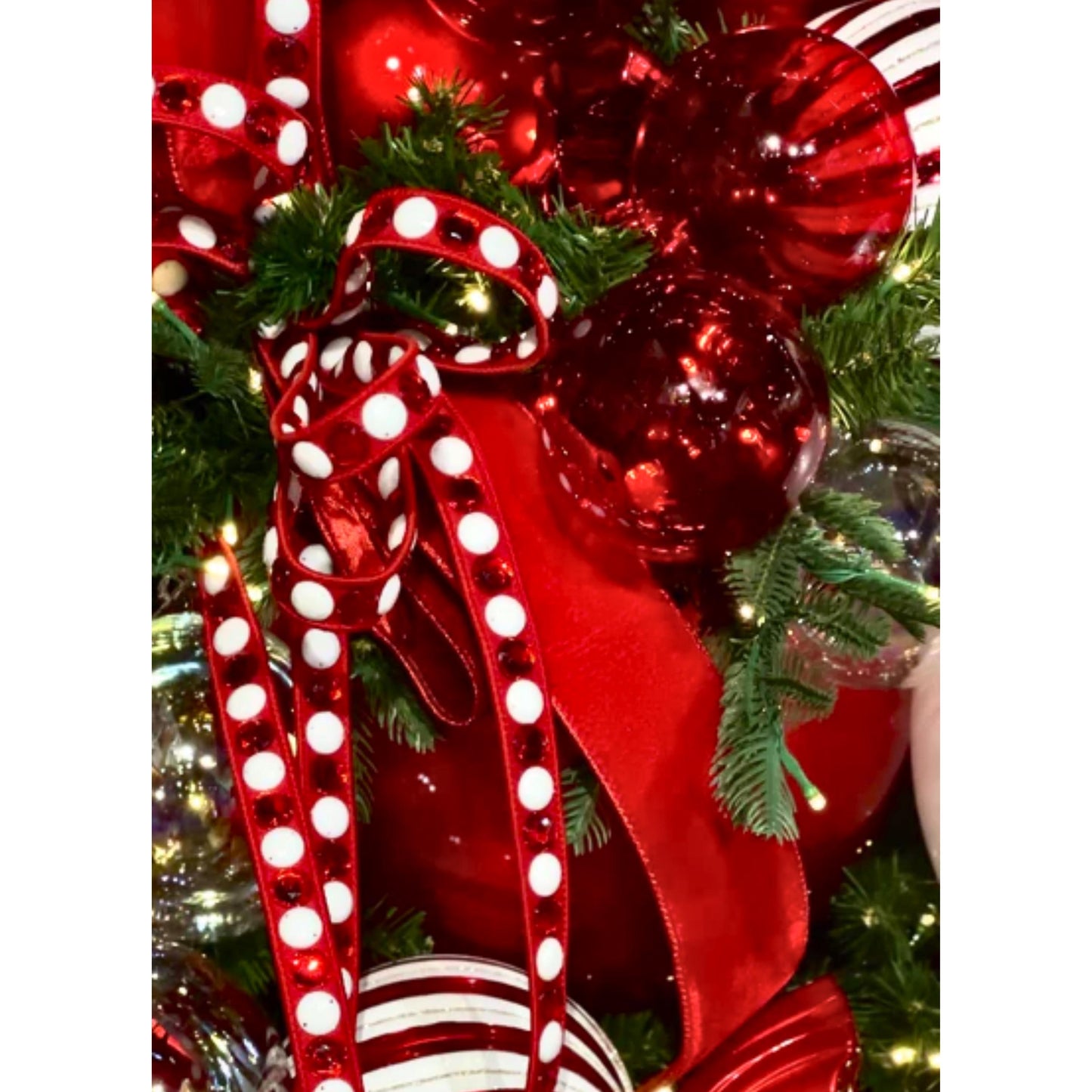 3/4" Gumdrop Red Ribbon, Christmas Ribbon, Farrisilk Ribbon