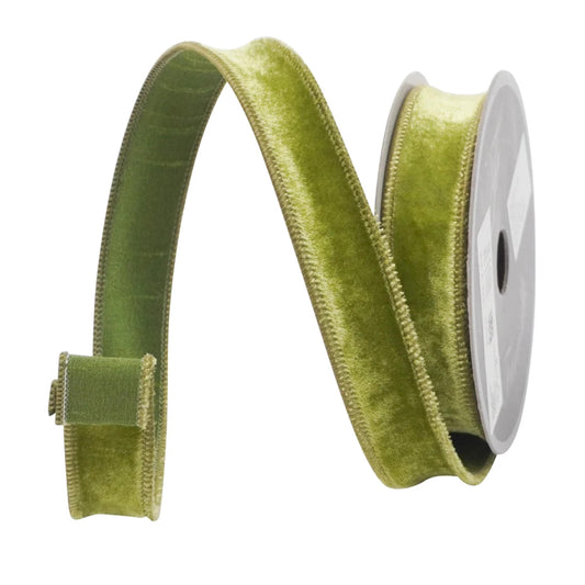 1" Forest Green Velveteen Ribbon, Farrisilk Ribbon, Moss Green Ribbon, Christmas Ribbon
