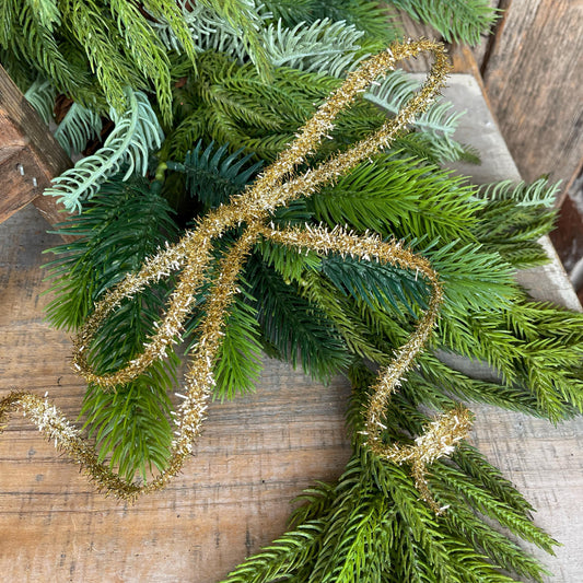 3/8" Gold Tinsel Ribbon, Gold Ribbon, Christmas Ribbon