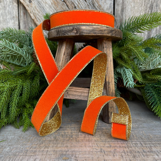 1" Orange Gold Ribbon, Farrisilk Ribbon, Orange Gold Gleam Ribbon