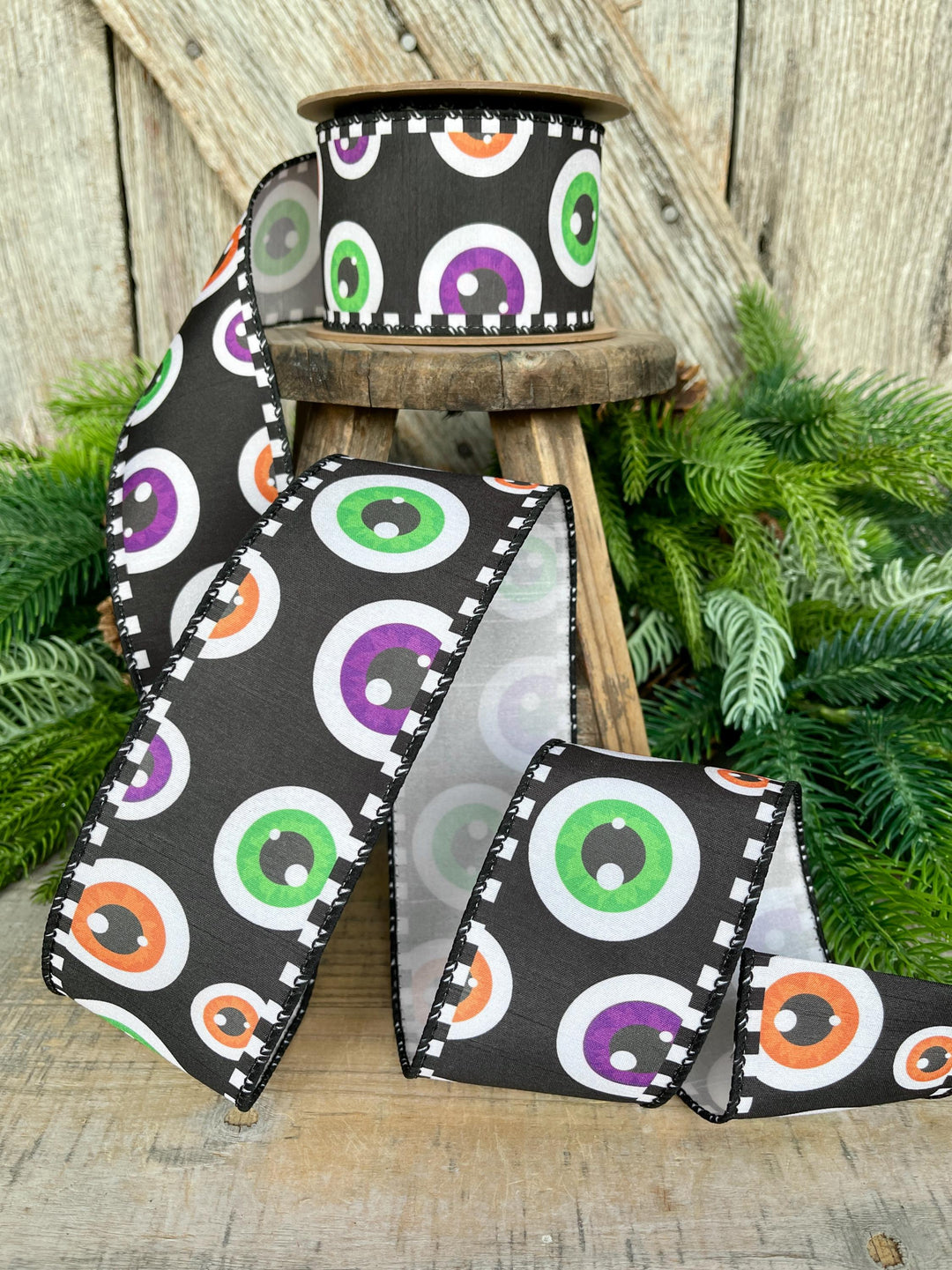 Eyeball Halloween Wired Ribbon - 2.5 inch x 10 Yards