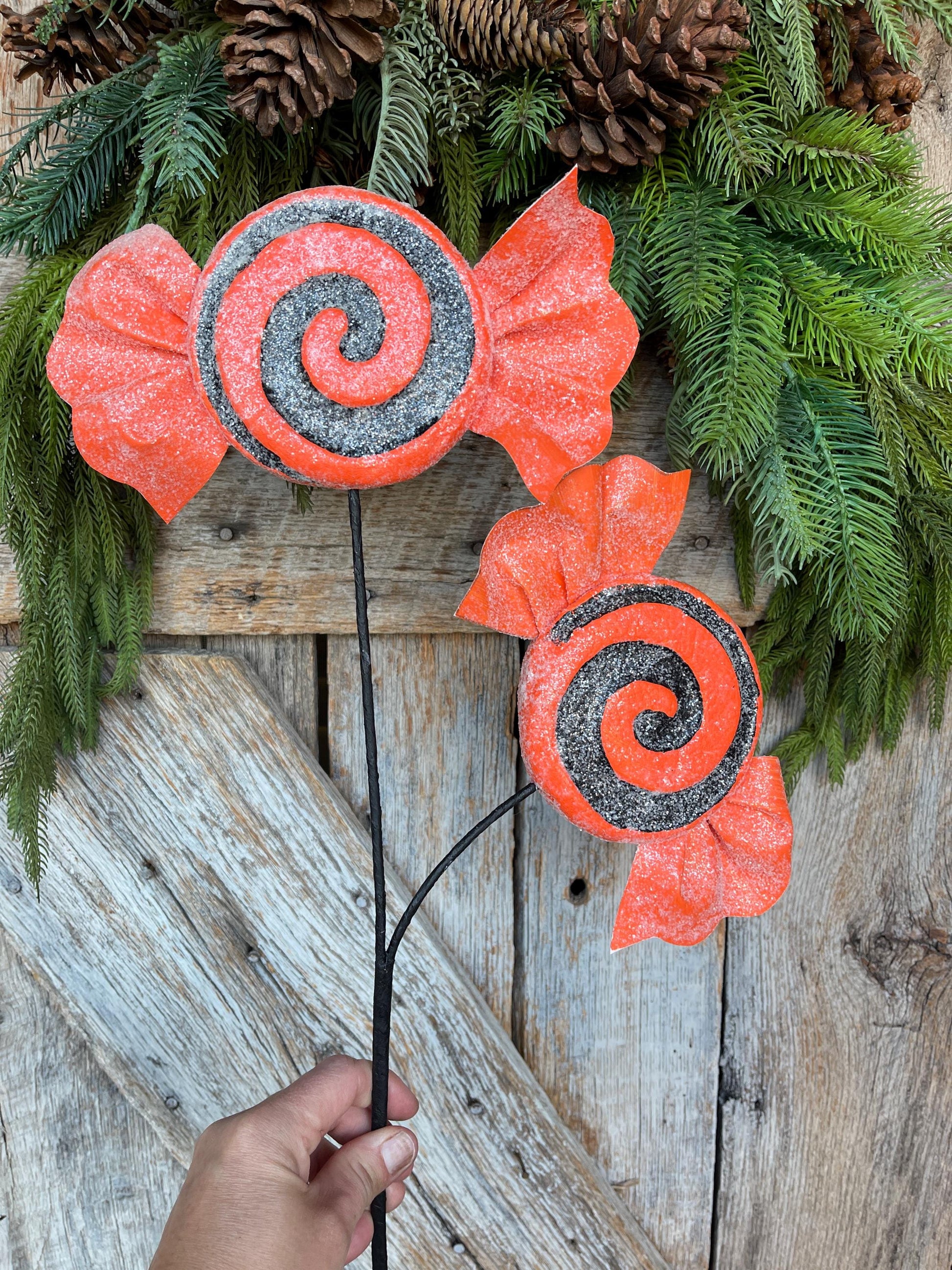 28" Halloween Lollipop, Orange Lollipop, Halloween Floral Pick, Lollipop, Halloween Wreath Supply, 57136BTOR