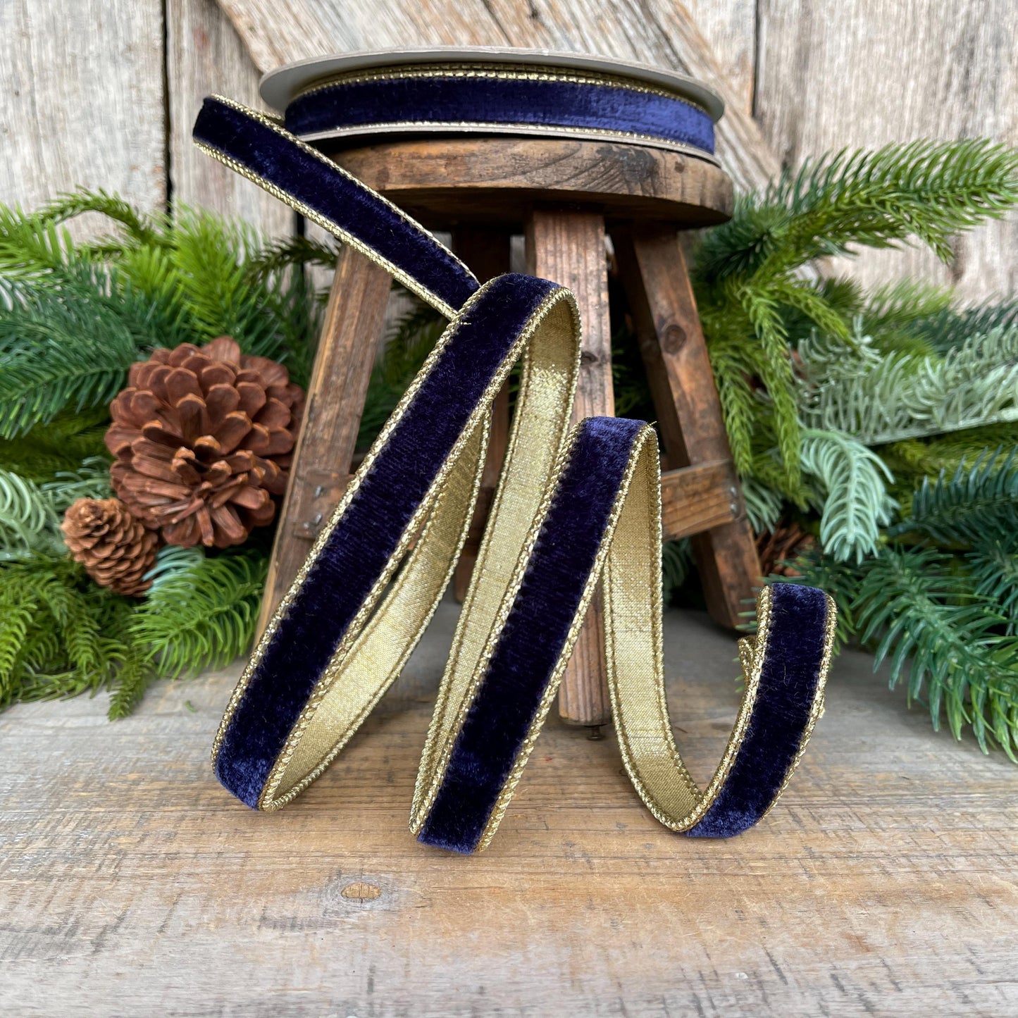 3/4" Navy Blue Velvet Ribbon, Flashy Velvet Ribbon, Navy Blue Velvet Ribbon, Christmas Ribbon