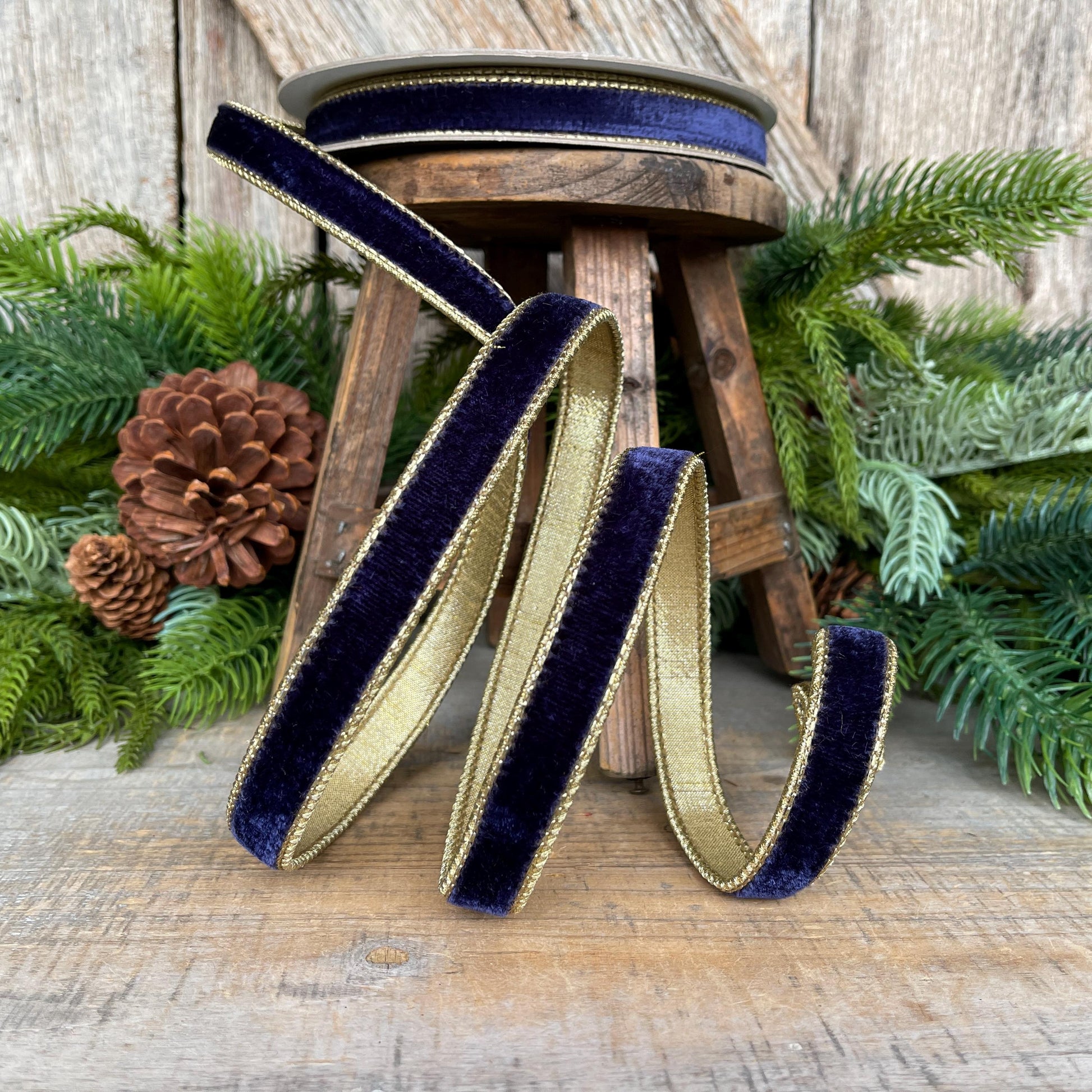3/4" Navy Blue Velvet Ribbon, Flashy Velvet Ribbon, Navy Blue Velvet Ribbon, Christmas Ribbon