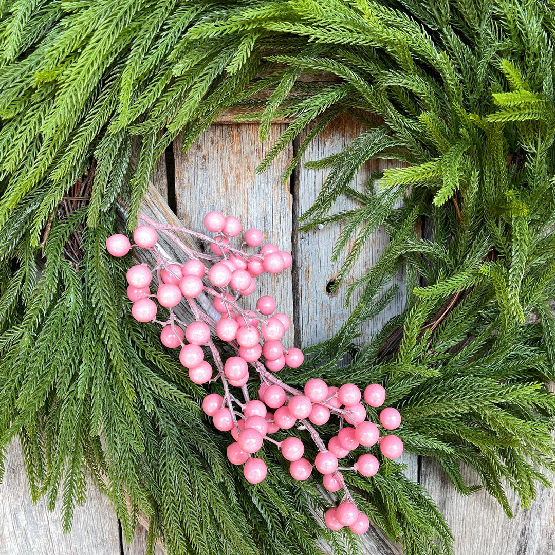 Pink Berry Floral Stem: 24" Christmas Tree Wreath Supply