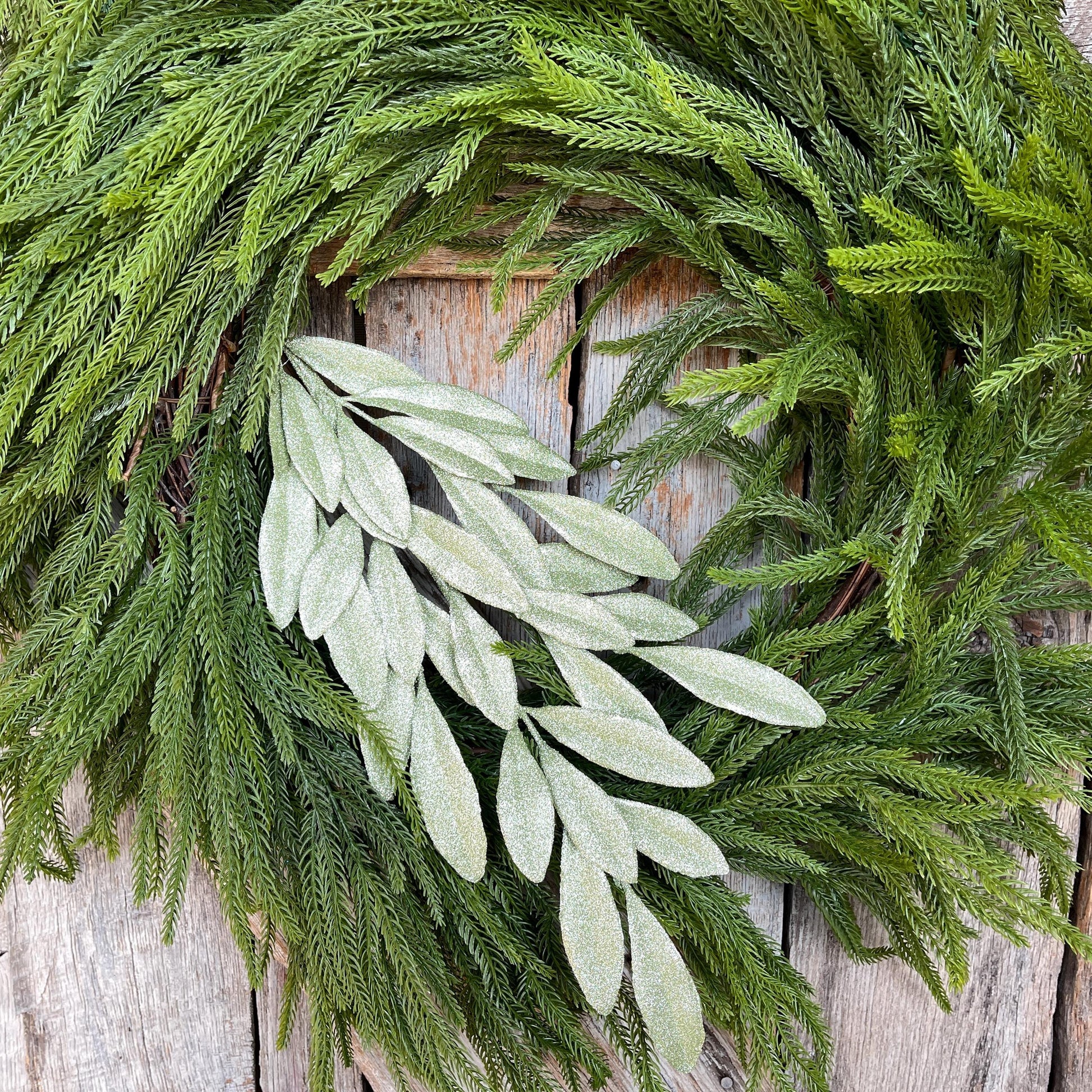 27" Mint Green Laurel Leaf Spray, Mint Sparkle Leaf Spray, Light Green Christmas Picks Stems, Christmas Tree Picks, 86483MINT