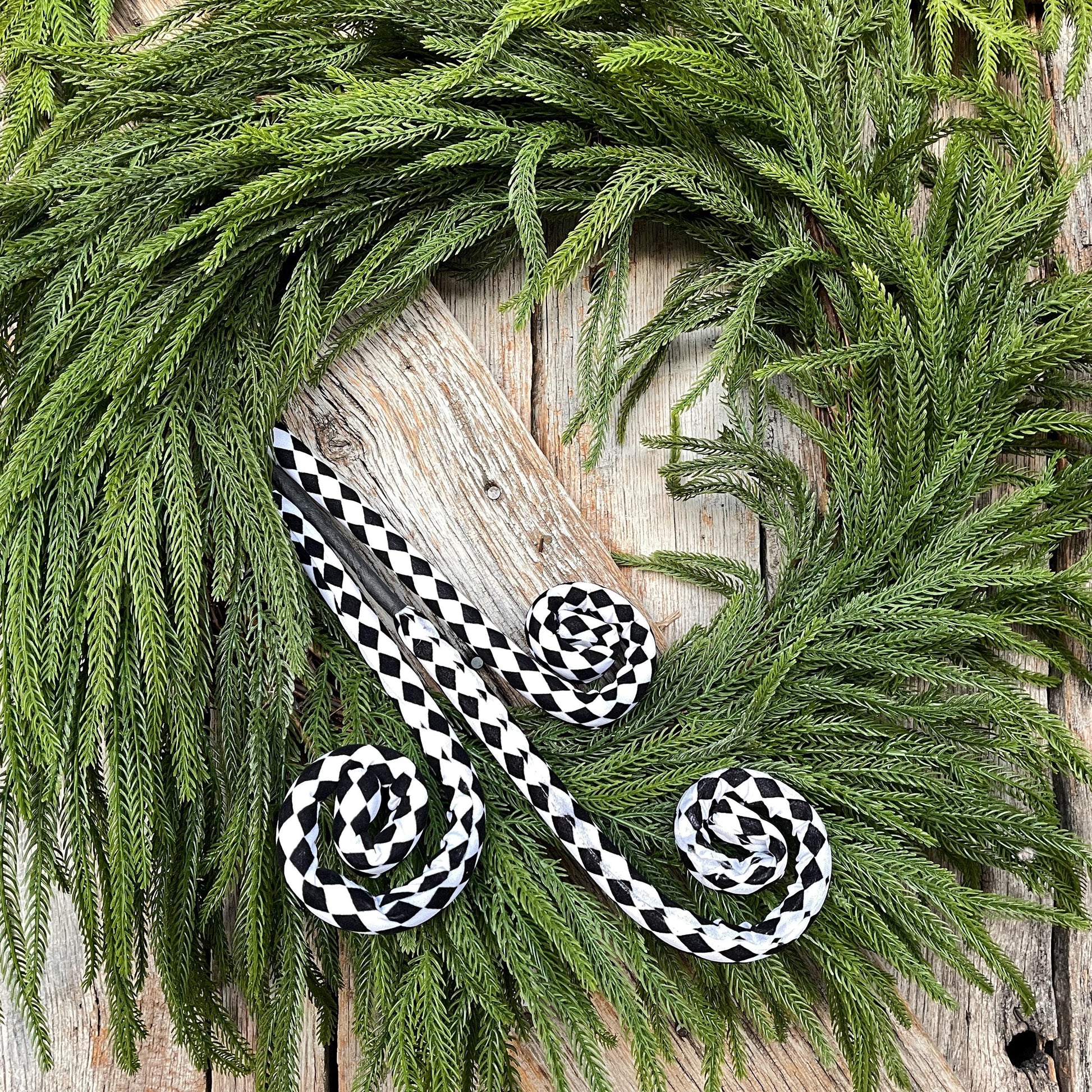 30" Harlequin Floral Spray, Black White Harlequin Curly Spray, Christmas Spray, Halloween Spray