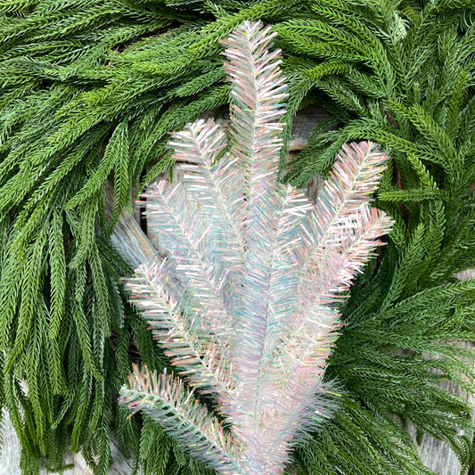 24" Iridescent Pine Spray, Tree Topper Spray, Iridescent Picks Stems, 86370SP24