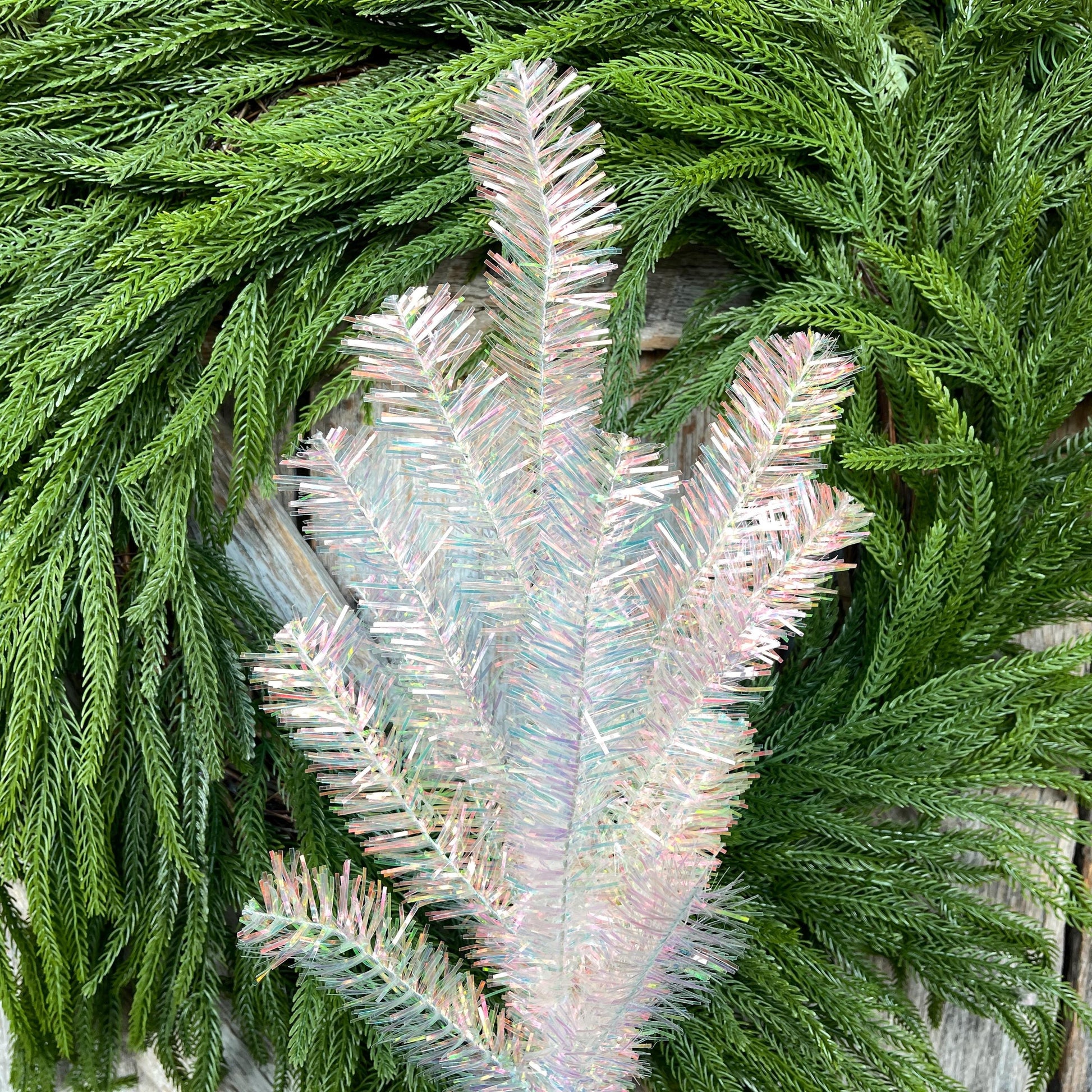24" Iridescent Pine Spray, Tree Topper Spray, Iridescent Picks Stems, 86370SP24
