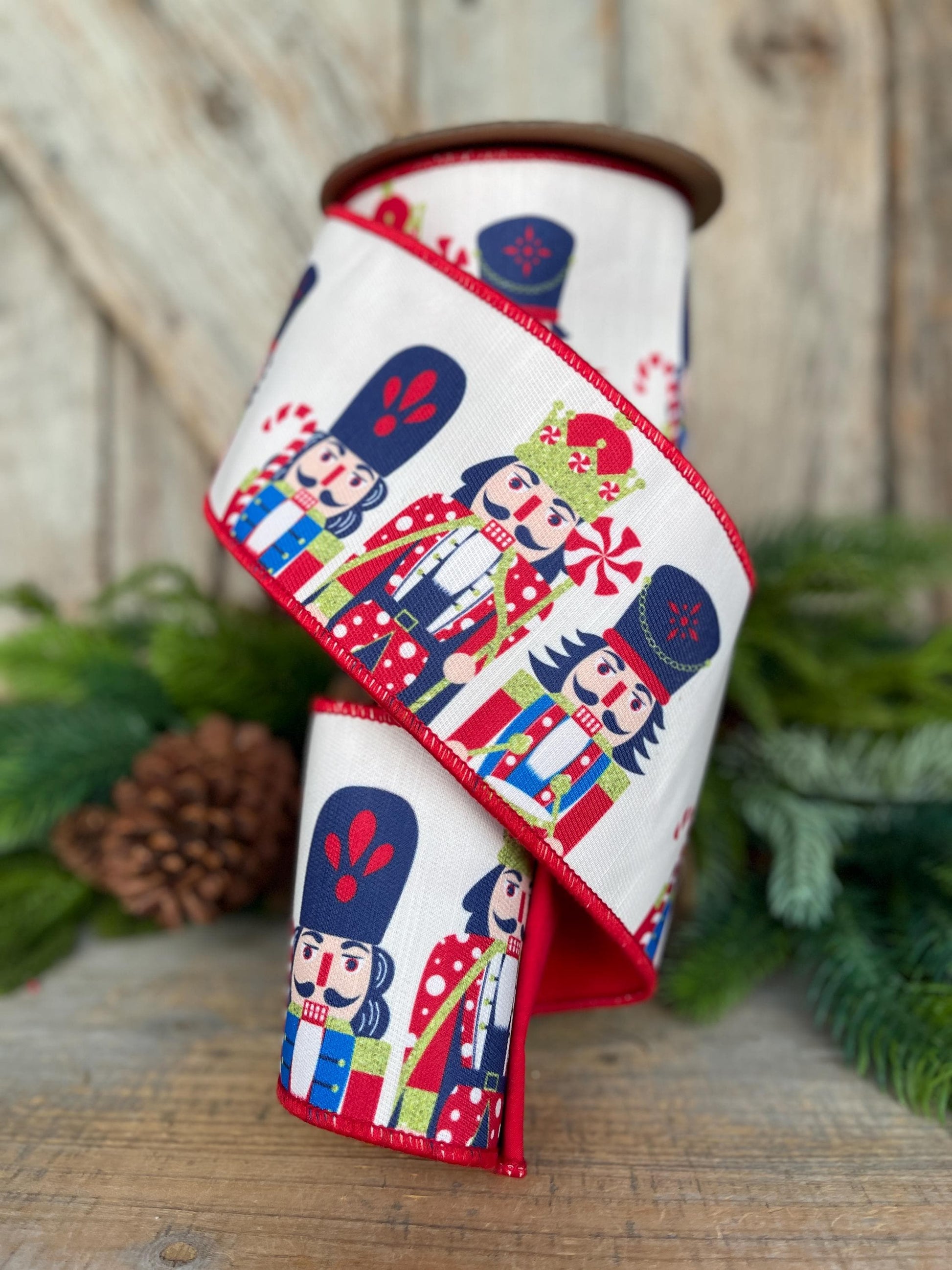 4" Nutcracker Ribbon, Christmas Nutcracker Decor, RIbbon with Nutcrackers