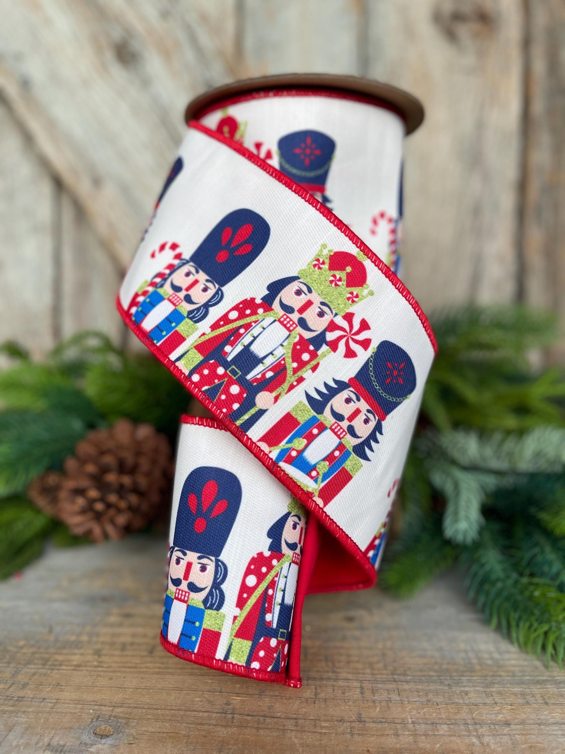 4" Nutcracker Ribbon, Christmas Nutcracker Decor, RIbbon with Nutcrackers