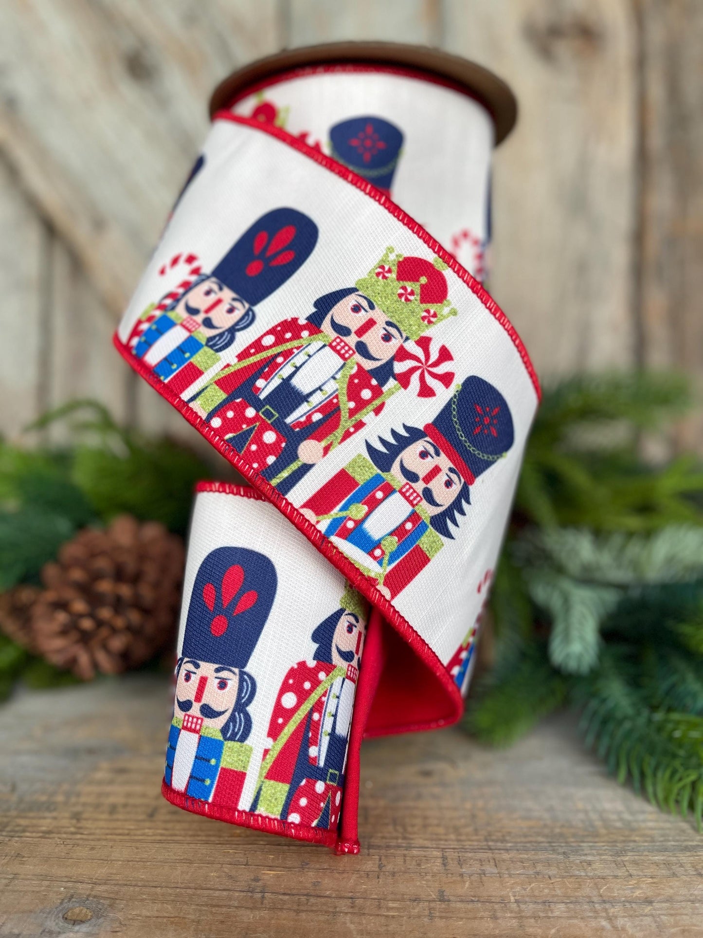 4" Nutcracker Ribbon, Christmas Nutcracker Decor, RIbbon with Nutcrackers