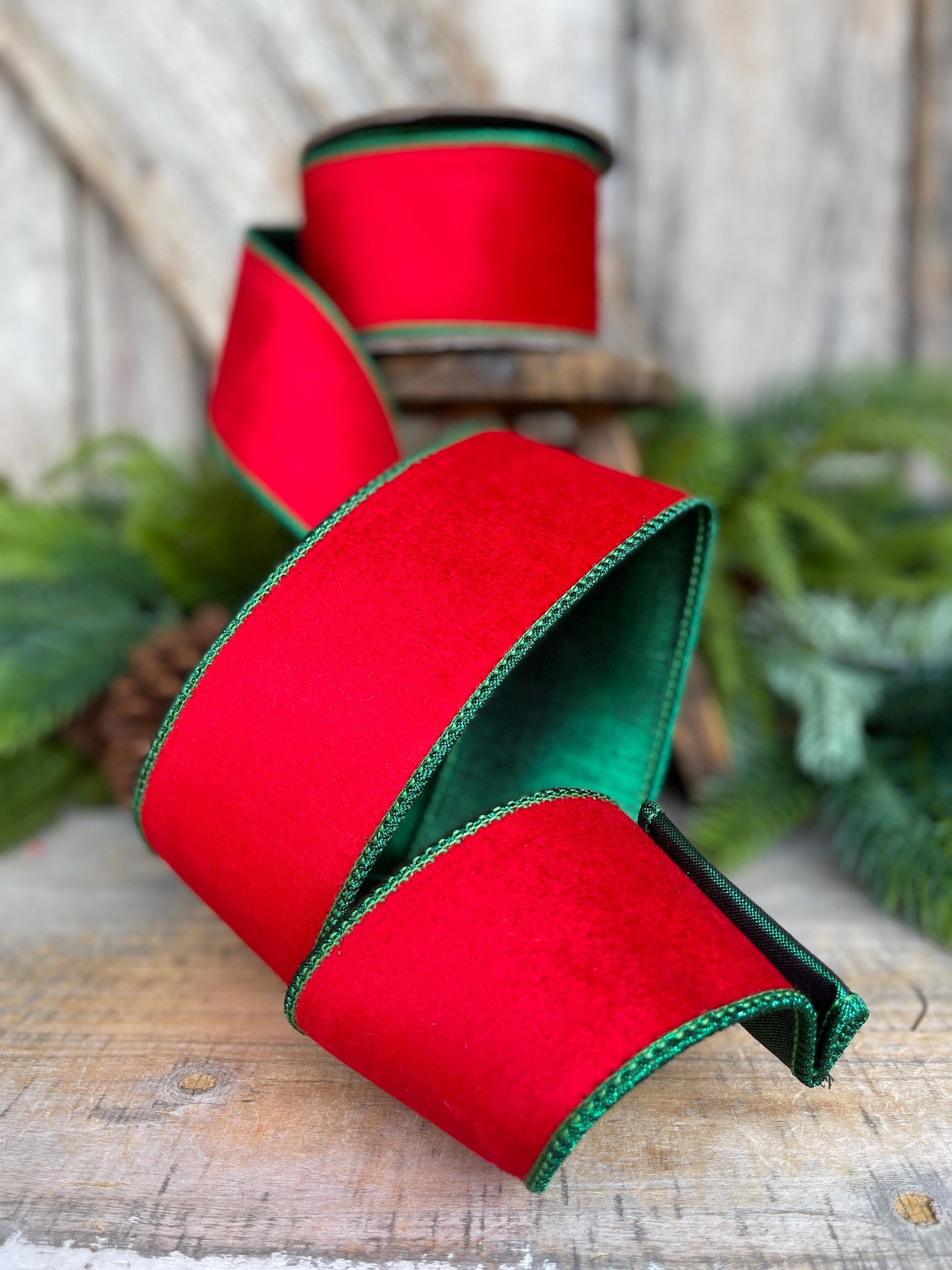 2.5" Red Emerald Velvet, 2 Tone Velvet, Christmas Velvet