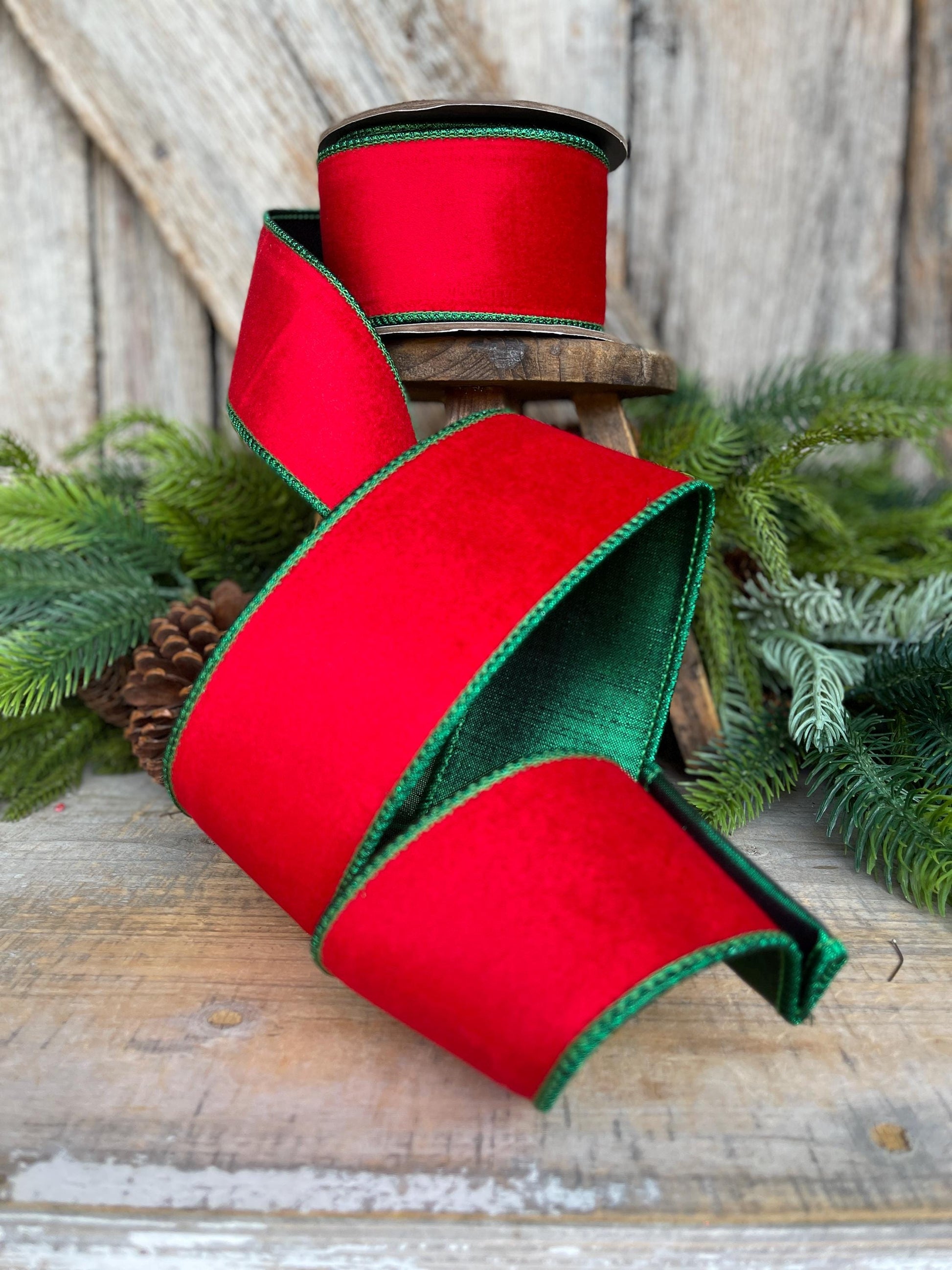 2.5" Red Emerald Velvet, 2 Tone Velvet, Christmas Velvet