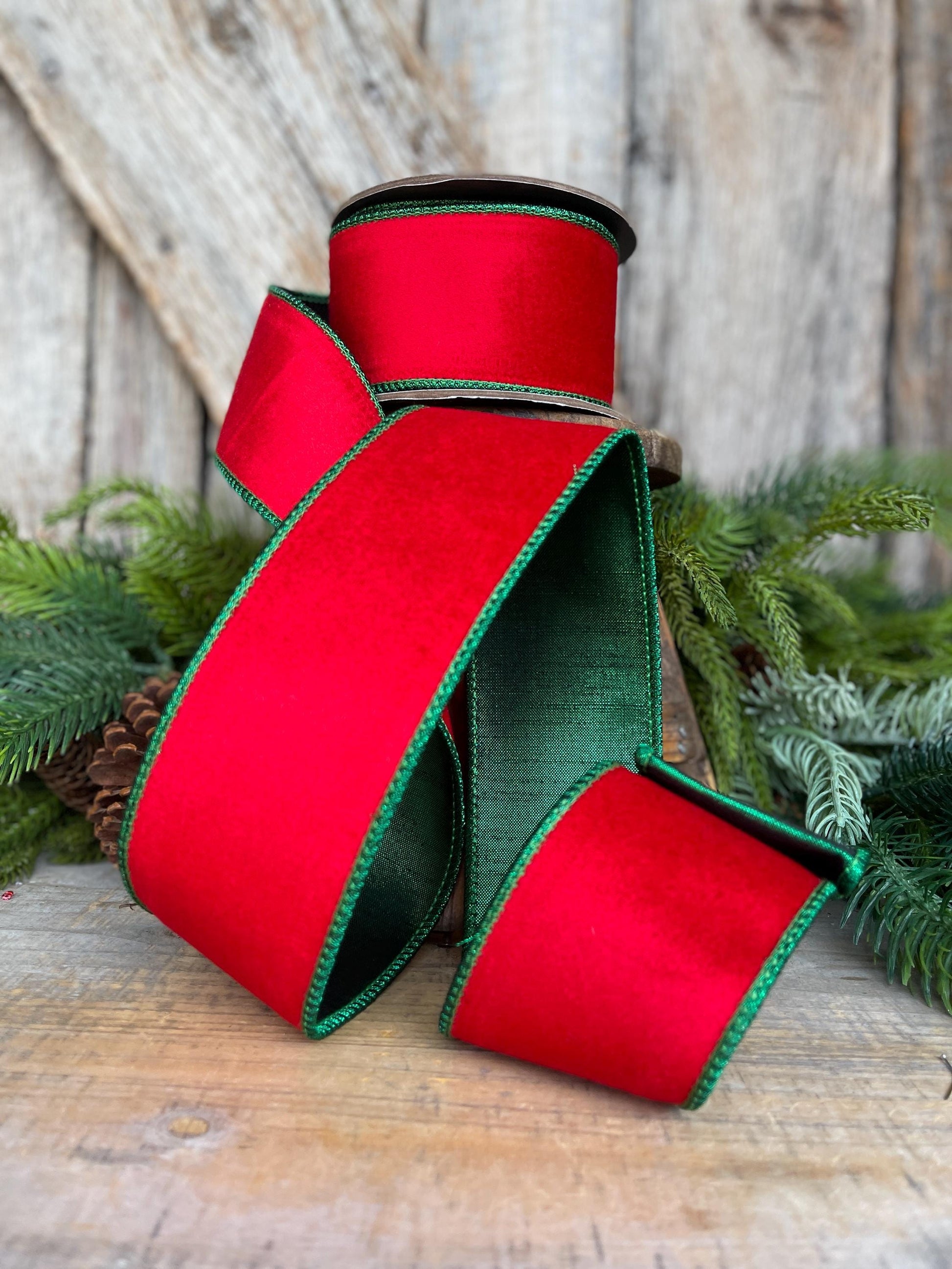 2.5" Red Emerald Velvet, 2 Tone Velvet, Christmas Velvet