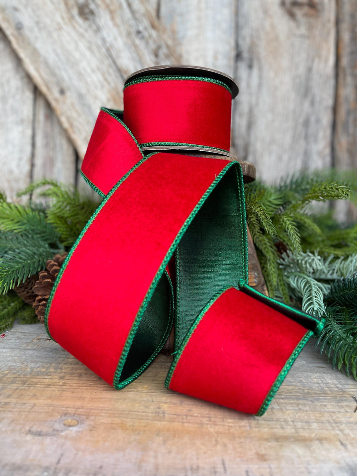 2.5" Red Emerald Velvet, 2 Tone Velvet, Christmas Velvet
