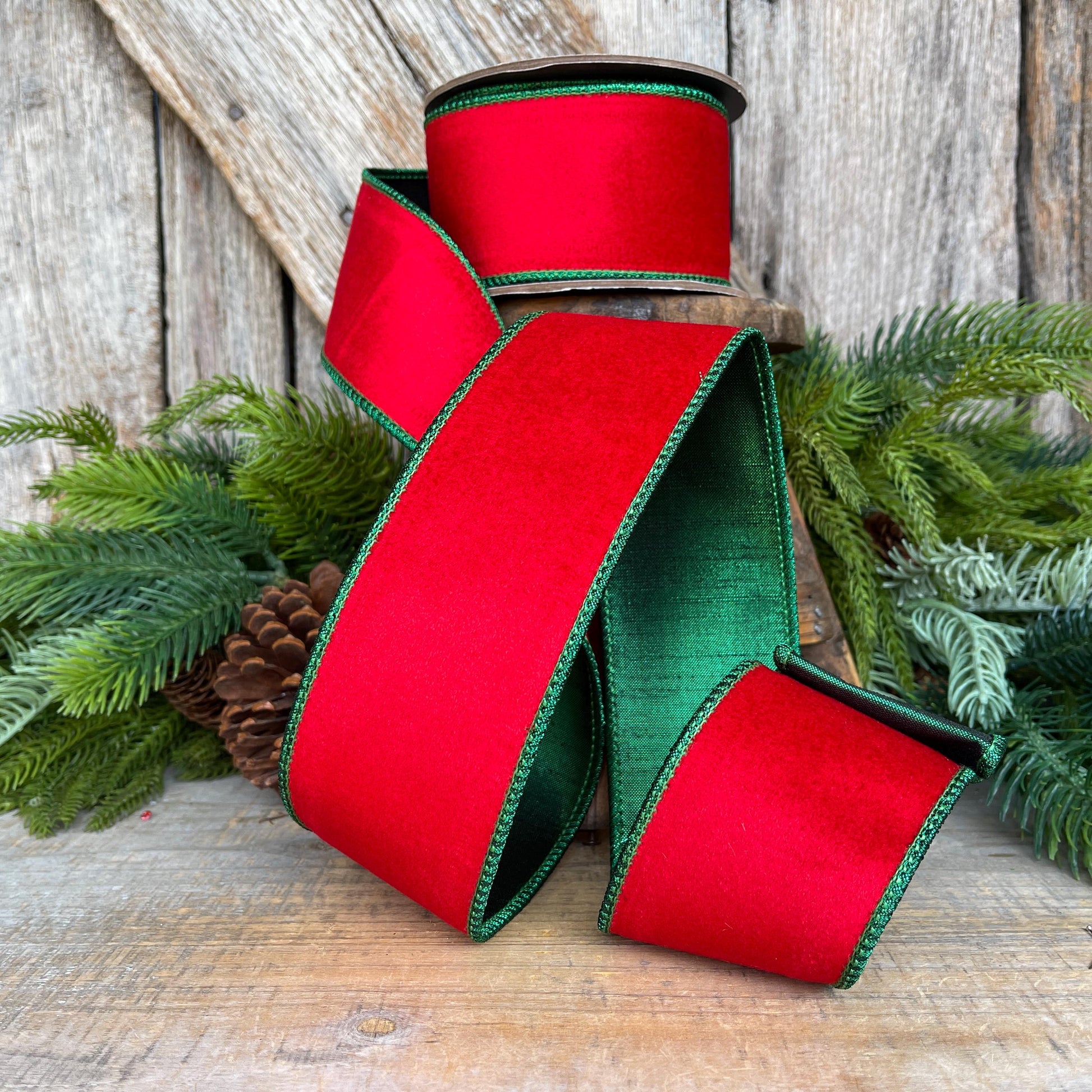 2.5" Red Emerald Velvet, 2 Tone Velvet, Christmas Velvet