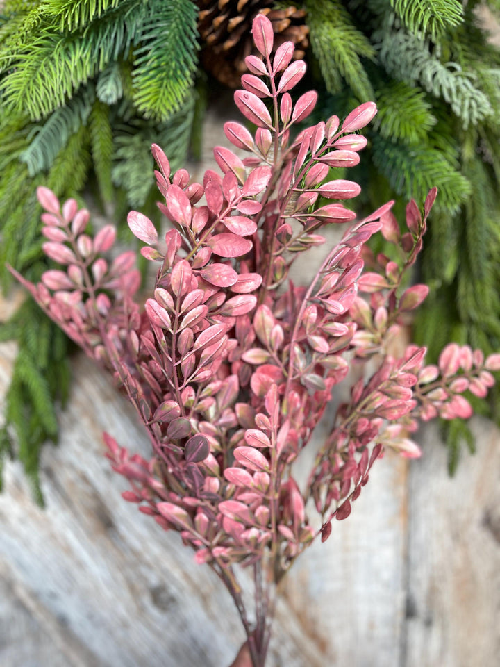 Mauve Pink Hemlock Greenery Bush: 21" Christmas &amp; Fall Filler