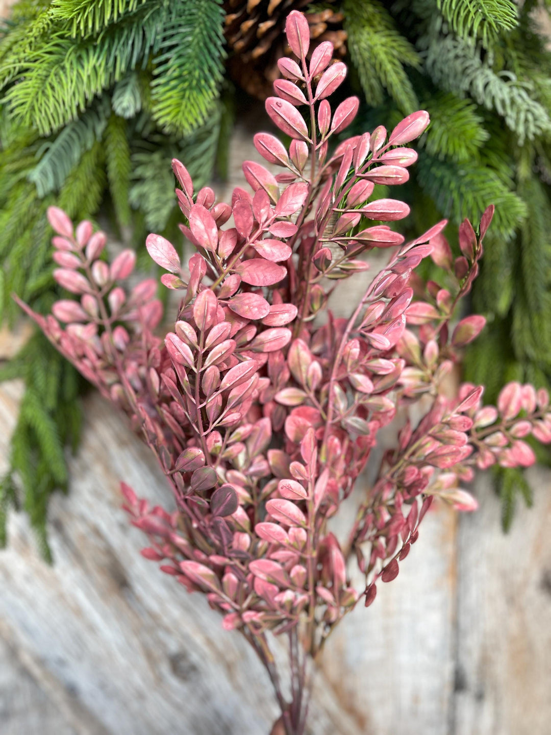 Mauve Pink Hemlock Greenery Bush: 21" Christmas &amp; Fall Filler