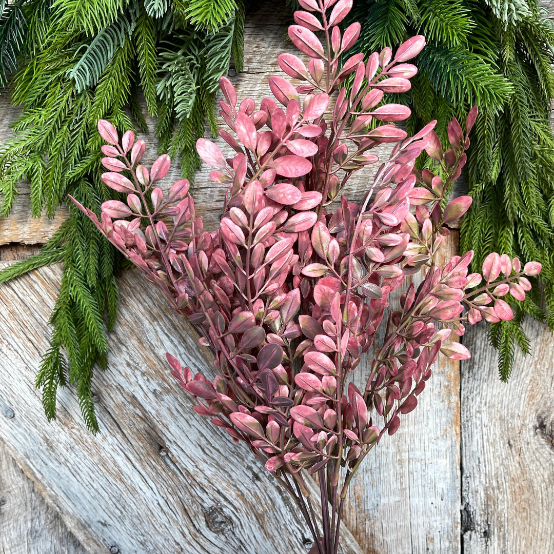 Mauve Pink Hemlock Greenery Bush: 21" Christmas &amp; Fall Filler