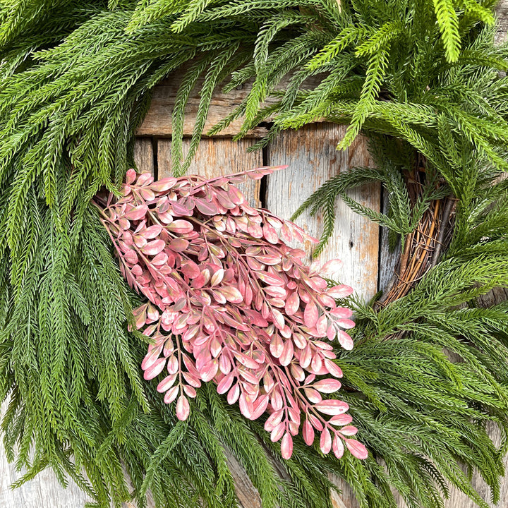 Mauve Pink Hemlock Greenery Bush: 21" Christmas &amp; Fall Filler